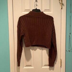 La Hearts Chocolate Ribbed Knit Top